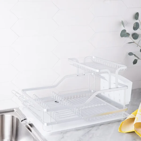 KSP Avanti Dish Rack with Tray 2-Tier (Aluminum) - Image 2